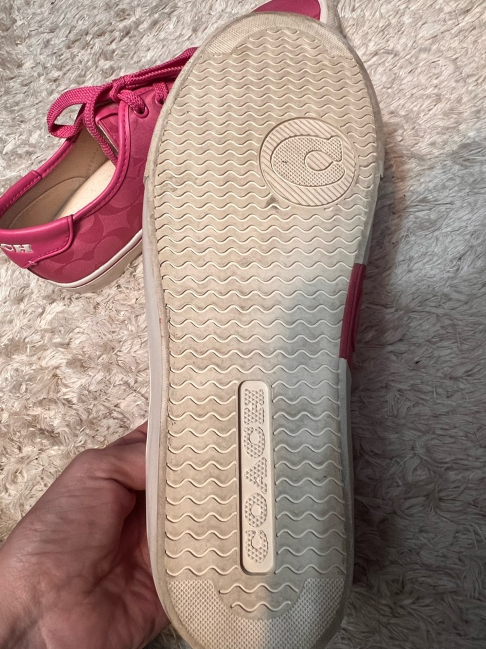 Coach Pink Signature Low-Top Sneakers, 8B - Picture 4 of 6